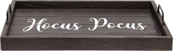 Elegant Designs HG2000-KHP Halloween Witch Decorative Wood Serving Tray w/Handles, 15.50" x 12", Black Wash Hocus Pocus