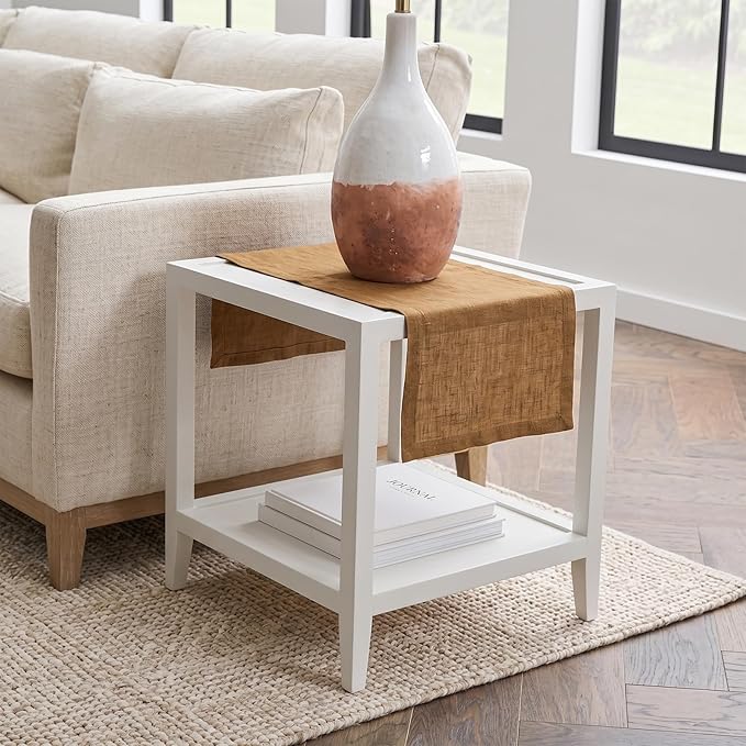 Solino Home Linen Table Runner 36 Inches - 100% Pure Linen Tobacco Brown Table Runner 14 x 36 Inch Ideal for Dresser and Coffee Tables - Diana Medium Weight