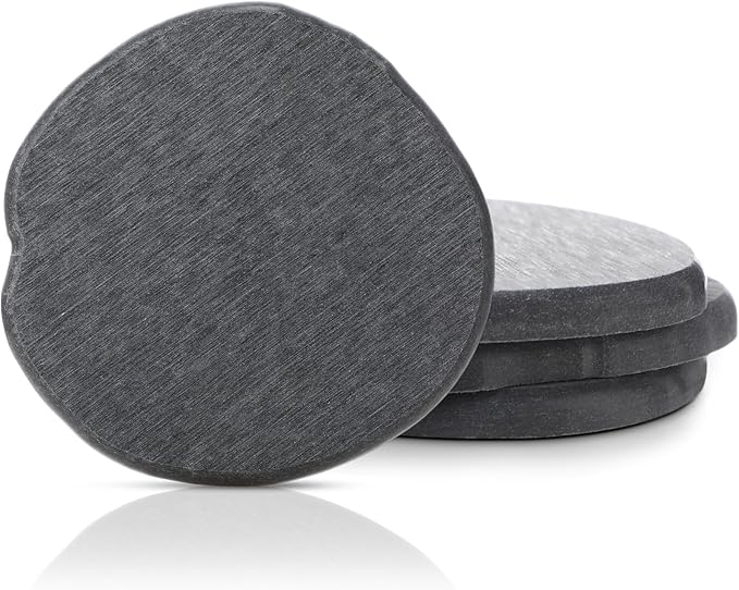 Diatomaceous Earth Coasters Set of 4，Cool Absorbent Quick-Dry Drink Coasters for Desks, Cute Modern Stone Design with Stylish Grey Aesthetic (4, Grey)