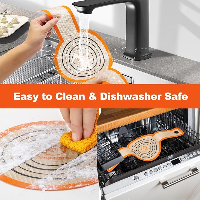 Silicone Bread Sling Dutch Oven - Best Japan Silicone. Non-Stick & Easy Clean Reusable Bread Baking Mat. With Extra Long Handles Bread Baking Sheet Liner, 2 Orange Set for Transferable Dough