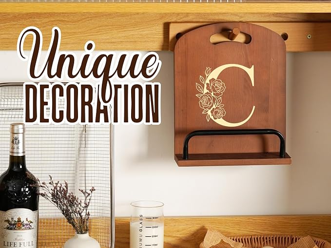 INNObeta Cookbook Stand for Kitchen Counter, Adjustable Tablet Recipe Book Holder, Perfect Gifts for Women, Mom, Grandma on Birthday, Unique Kitchen Decor, Initial C