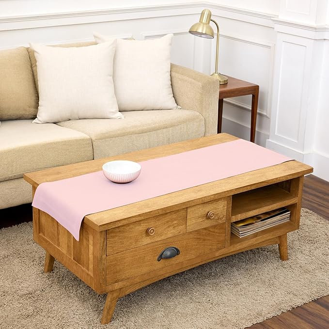 Solino Home Linen Table Runner 48 Inches - 100% Pure Linen Ice Lilac Table Runner 14 x 48 Inch Ideal for Dresser and Coffee Tables - Spring, Summer - Sonoma