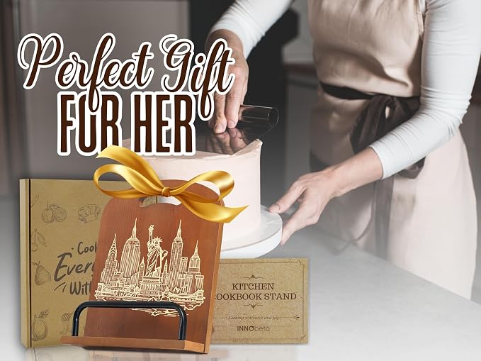 InnoBeta New York Gifts for Travelers, Cookbook Stand for Kitchen Counter, Perfect Gifts for New York Lovers on Birthday, Adjustable Tablet Recipe Book Holder, Unique City & Home Decor