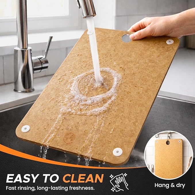 Earth's Dreams Composite Wood Cutting Board Set of 3 – Dishwasher Safe, Non-Toxic Cutting Boards for Kitchen – Large, Medium & Small Non-Slip Wood Charcuterie & Chopping Boards (Tan)