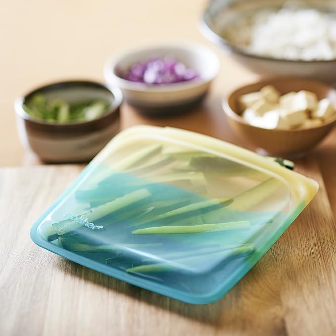 Stasher Silicone Reusable Food Storage Bags, 4-Pack, Reusable Freezer Bags, Microwave, Dishwasher, Oven Safe, Sous Vide, Lunch Containers, Eco Friendly, Food-safe Silicone Snack Bag, Endangered Seas | Reusable Food Bags