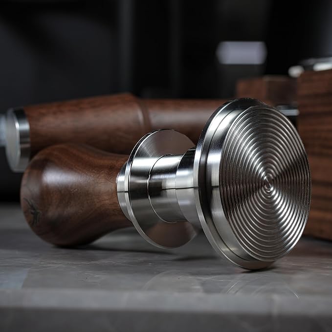 58mm Espresso Tamper Kit 6pcs - Complete Set with Tamping Mat, Walnut Tamper, Distributor, Dosing Funnel, Puck Screen, and Needle Distributor
