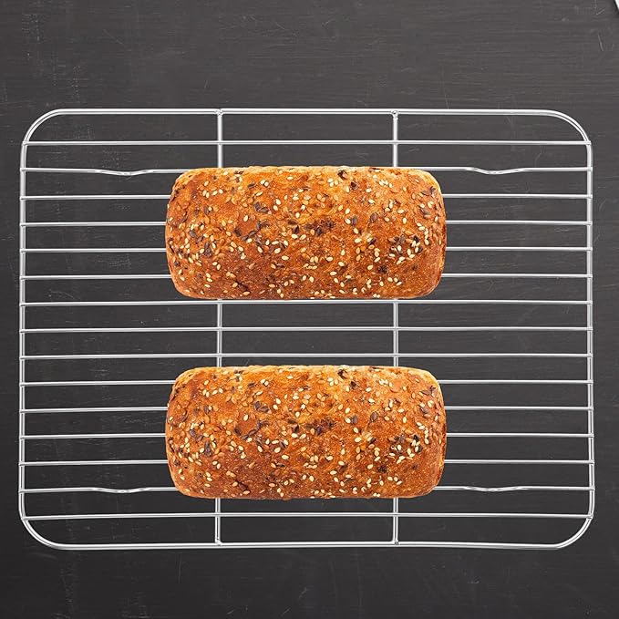 KALLORY 2pcs Stainless Steel Cooling and Baking Wire Racks 30x23cm Oven-safe Heavy Duty Sheet Pan Roasting Rack for Cookie and Bread Baking