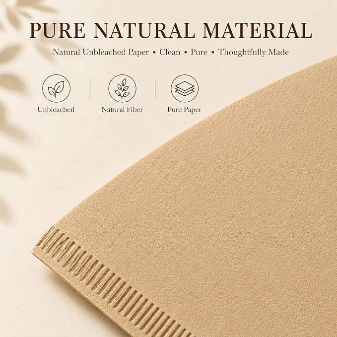 100 Count Coffee Filters #4 Cone Paper Unbleached, Disposable Cone Coffee Filters 8-12 Cup, Number 4 Coffee Paper Filters Fits For Pour Over and Compatible with Drip Coffee Maker