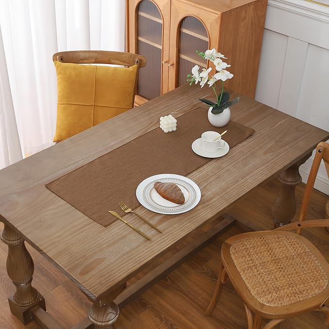 Gernaice Solid Color Table Runner, Rustic Cotton Linen Farmhouse Table Runners for Dresser End Coffee Table Home Decor, 36" L X 13" W Coffee