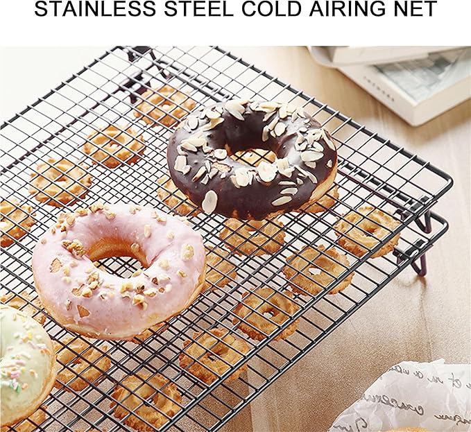 Baking Cooling Rack, Iron Baking Cooling Rack for Cooking and Baking, Suitable for Dessert Cafe Bakery (Black)