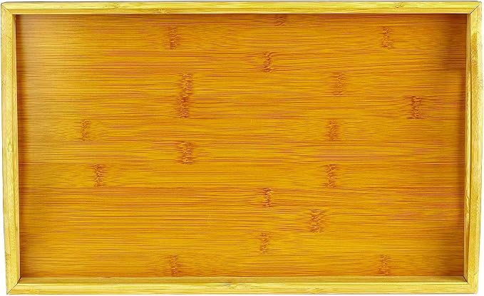 Tray with Large Handles - Bamboo Ottoman Tray, Great for Coffee Table, Couch, Tea, Bar, Breakfast, Dinner, or Any Food - Good for Parties or Bed for Eating (Home It)