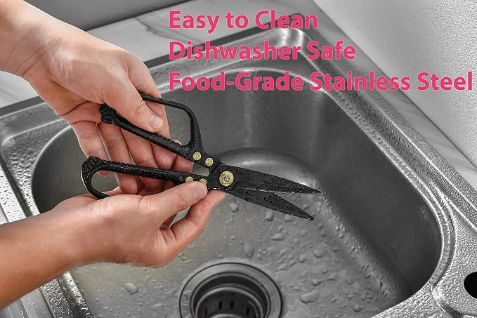 Kitchen Scissors - Heavy Duty Kitchen Shears with Stainless Steel Titanium-Coated Blades for Food, Poultry, Meat & Herbs - Sharp All Purpose Cooking Scissors Dishwasher Safe