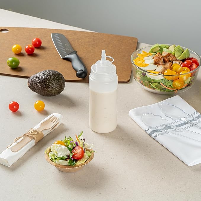 Restaurantware Plastic Squeeze Bottle 16 oz Wide Mouth Condiment Bottle With Cap Reusable Dishwashable Clear Sauce Dispenser For Syrups, Ketchup, Mustard, Oil, Dressing, Honey, Art And Craft