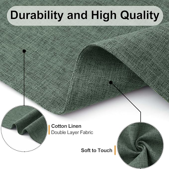 Homaxy Cloths Placemats for Dining Table Set of 6, Heat Resistant Washable Cotton Linen Blend Table Mats, Easy to Clean Place Mats for Indoor Outdoor Party Kitchen Decoration, 13" x 19", Green