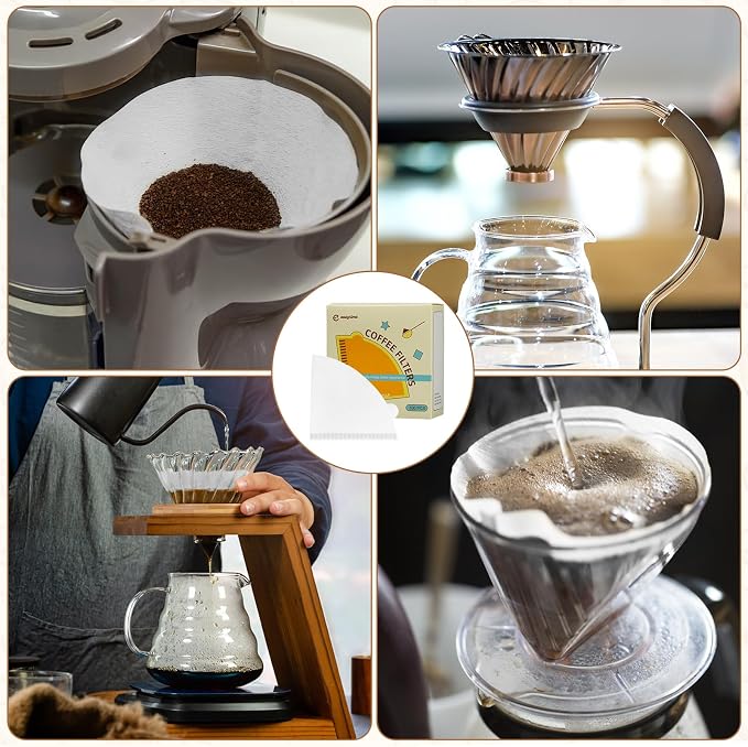 #1 Coffee Filters, 200 Count Cone Coffee Filters #1, Small White Paper Coffee Filter 1-2 cup for Pour Over and Drip Coffee Maker (2 Boxes, 200 Count Total)