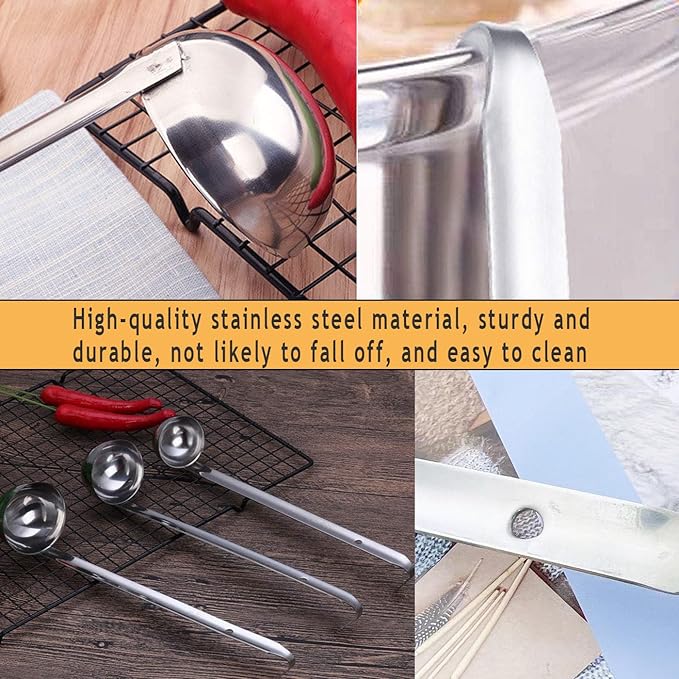 Markeny 4 Pieces Stainless Steel Soup Ladle Metal Handle Ladle with Pouring Rim,1oz/2oz/3oz/4oz Set Ladles for Cooking Soup Sauce