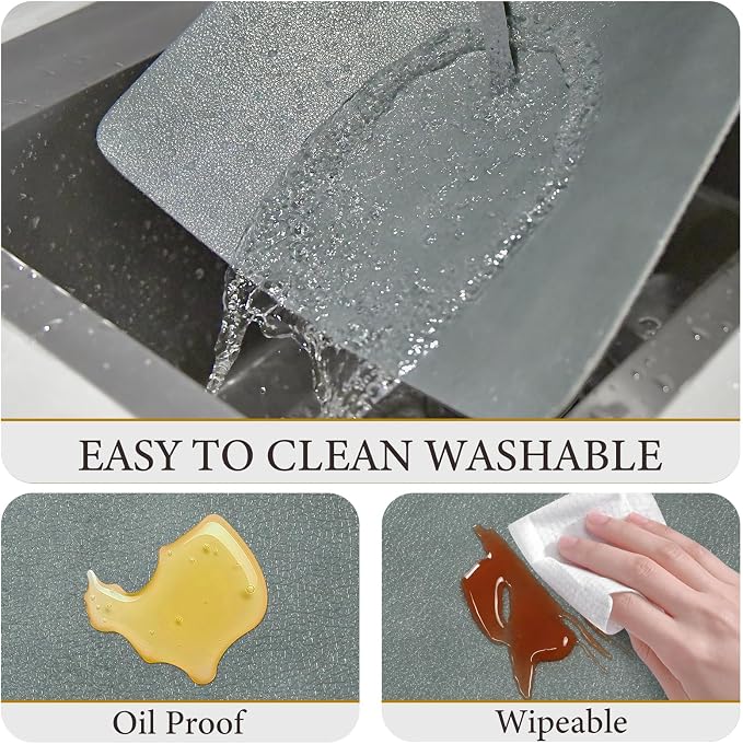 Vinyl Placemats Set of 4-12x17 Inch - Heat Resistant Washable Place Mats Waterproof Non-Slip Wipeable Table Mats for Dining Table Decor, Indoor/Outdoor Plastic Mat