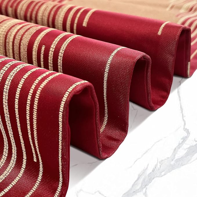 Luxury Christmas Red Table Runner 72 Inches Long Abstract Geometry Embroidery Pattern with Handmade Tassels Thick Fabric for Home Living Room Bedroom Dinner Room Art Decor Christmas