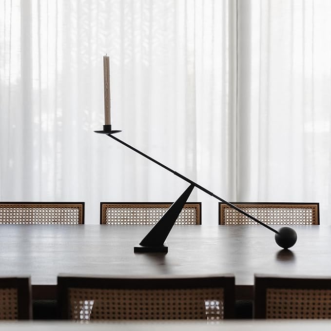 Black Metal Modern Candle Holder Candlestick Holders Decorative Candle Stand, Tapered Candle Holders Home Decoration 19 inch