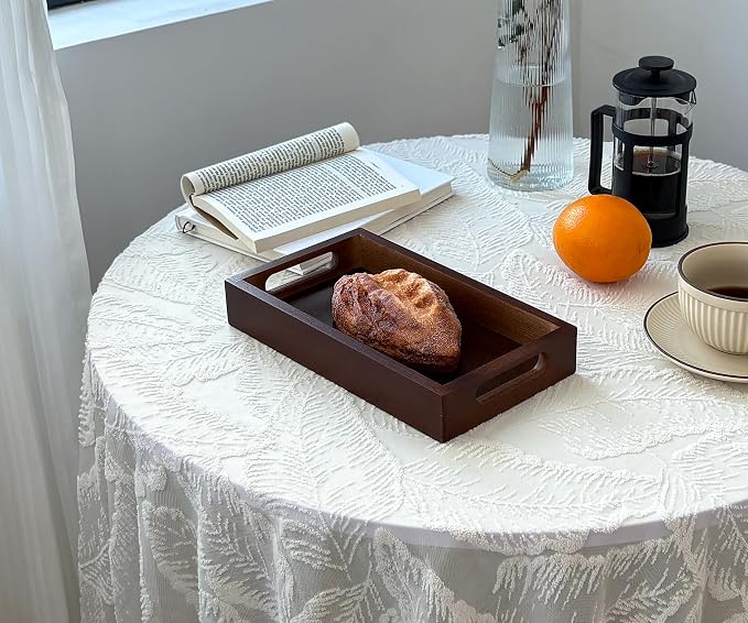 3 Pack Small Serving Mini Tray with Handles - 9.8 Inch Bamboo Tray | Rectangular Tray for Coffee Table, Kitchen Counter, Ottoman | Decorative Organizer for Drinks, Snacks, Bathroom Essentials
