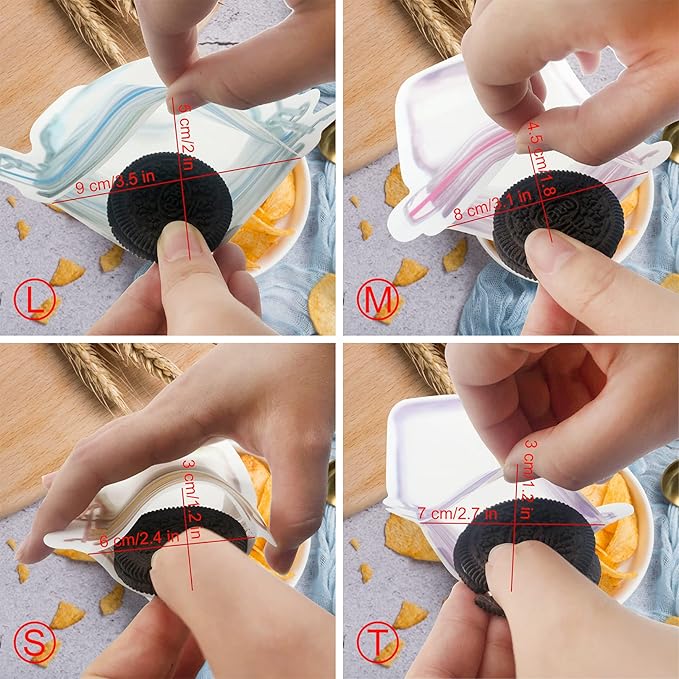 20 Mason Jar Bottles Bags Reusable Snack Bags Food Storage Bags Zipper Sealed Sandwich Bags Snack Storage Food Saver Bags for Nuts Cookies Freezer Safe