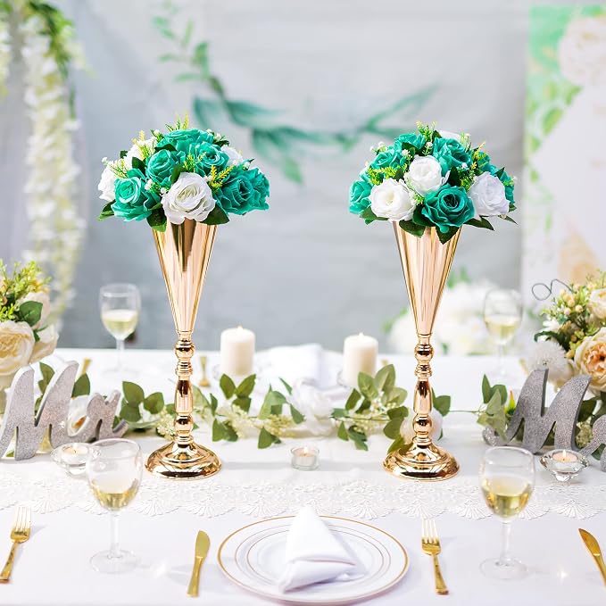 Flower Centerpieces for Wedding Tables: Wedding Table Decorations Teal & White Flower Balls Centerpieces for Engagement Cerebration Party Center Pieces 2 Packs