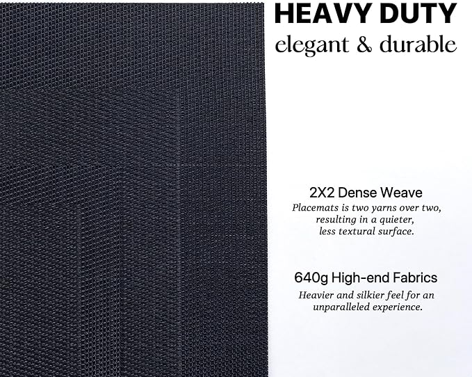 LEXMORE Placemats Set of 6 Vinyl/Plastic Woven Place Mats for Kitchen Table Indoor/Outdoor Washable Placemat Wipeable Dining Table Mats(Black Cube)