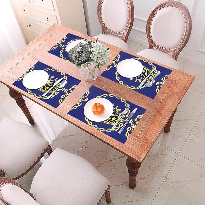 Phayah Fantasy Tiara Placemats, Heat-Resistant Placemats Anti-Skid Washable PVC Table Mats Woven Vinyl Placemats, Set of 6