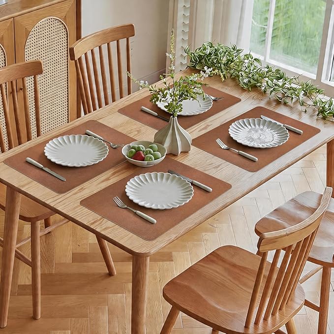 Vinyl Placemats Set of 4-12x17 Inch - Heat Resistant Washable Place Mats Waterproof Non-Slip Wipeable Table Mats for Dining Table Decor, Indoor/Outdoor Plastic Mat