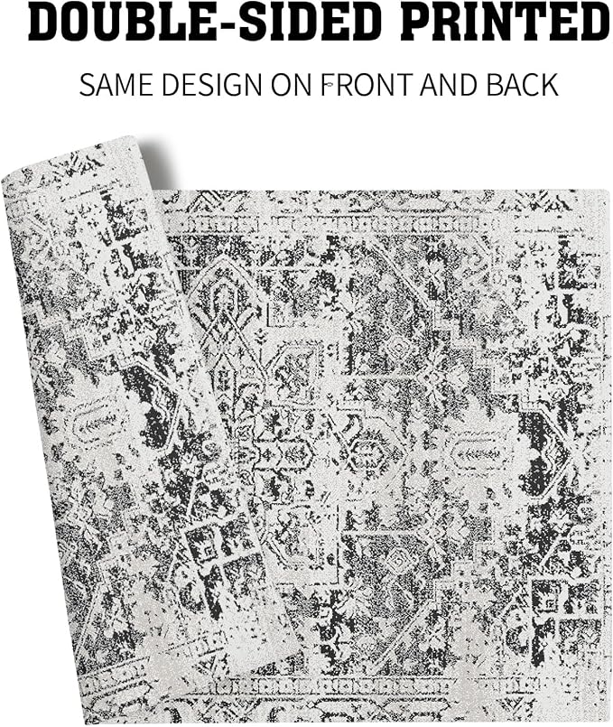 Gray Black Boho Placemats Set of 4 Ethnic Bohemian Carpet Place Mats Washable Kitchen Dining Vintage Grey Geography Floral Linen Table Mats Stain Heat-Resistant Cloth Tabel for Home Party 12x18 in