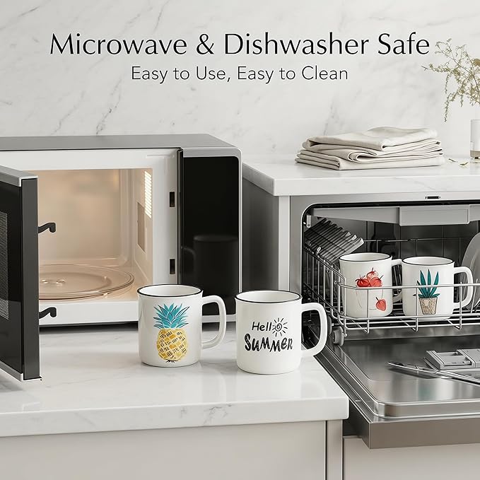 Topadorn 4 Pack 4oz Ceramic Espresso Cups Set, Small Coffee Mugs with Handle, Lead-Free Dishwasher & Microwave Safe Demitasse Cups for Coffee Lovers