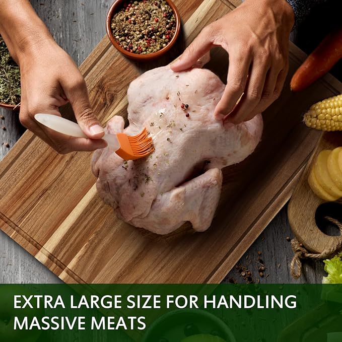 GarveeHome 1.5" Thick Acacia Wood Cutting Board, 20" x 15" Chopping Board for Kitchen, with Juice Groove and Handle, Reversible