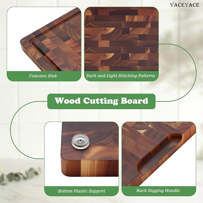 Cutting Board Wood, Large Size 16.5"x12" Wood Grain Chopping Board with Juice Groove, Thick Acacia Cutting Boards for Meat, Cheese,Fruits