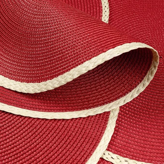 Noctiflorous Braided Round Placemats Set of 4, 15 Inch Woven Table Mats, Non Slip Washable Thin Edge Place Mats for Kitchen Dining Table Decor (Red, 4)