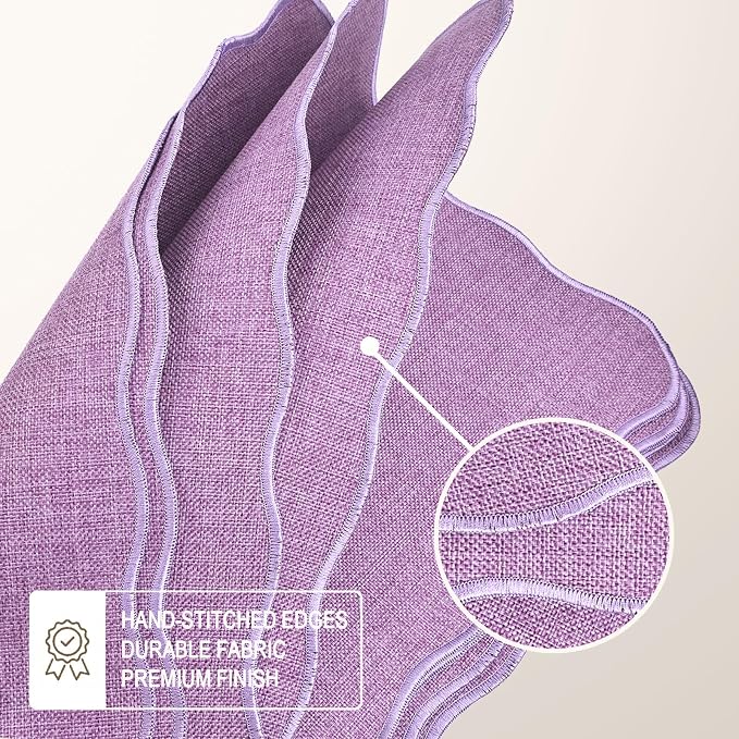 AHHFSMEI Faux Linen Placemats Set of 8 Heat Resistant Non-Slip Stain Proof Table Mats for Kitchen Dining Elegant Decor Place Mats (Purple 8)