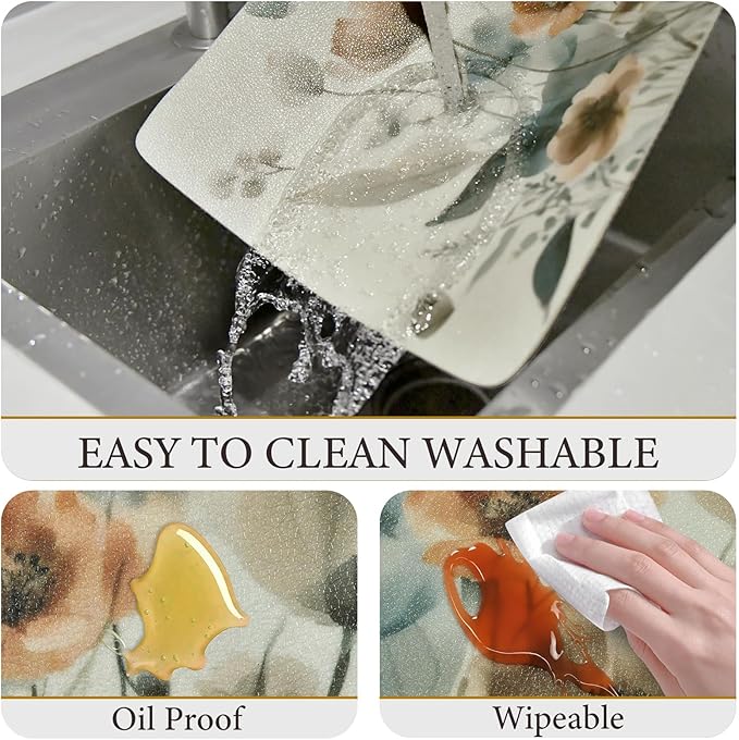 Vinyl Placemats Set of 8-12x17 Inch - Heat Resistant Washable Place Mats Waterproof Non-Slip Wipeable Table Mats for Dining Table Decor, Indoor/Outdoor Plastic Mat