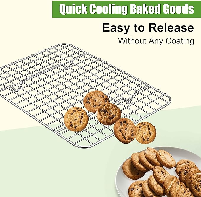 Homikit 3 Pack Cooling Rack Set, 12" x 9" Stainless Steel Baking Rack for Bacon Bread Pizza, Metal Wire Oven Racks for Cooking Roasting Fit Quarter Sheet Pan, Rust Free & Dishwasher Safe