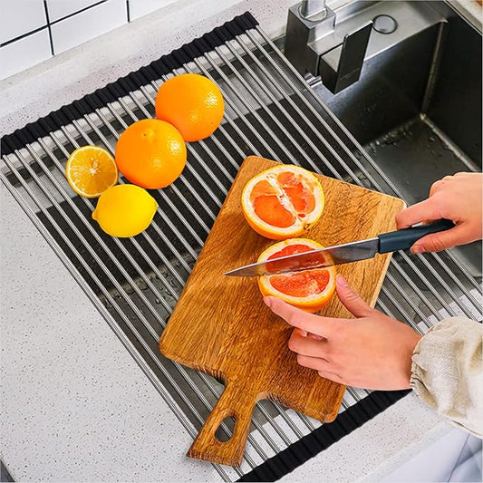 SunCleanse Roll Up Dish Drying Rack, Over The Sink Dish Drying Rack Kitchen Rolling Dish Drainer, Foldable Sink Rack Mat for Kitchen Sink Counter (17.8"x11.8")