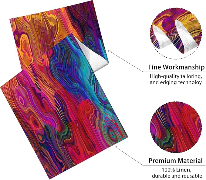 Abstract Table Runner 13x71 Inch Colorful Chaotic Waves Table Runners Table Decorations Rustic Coffee Table Runner for Home Kitchen Dining Room Party (Red & Purple71)