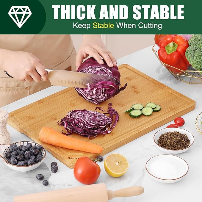 Homaxy Extra Large Organic Bamboo Cutting Boards for Kitchen, 17.5"x12" Wooden XL Cutting Board with Juice Groove and Handles, Charcuterie Butcher Block Wood Serving & Chopping Board - Pre Oiled