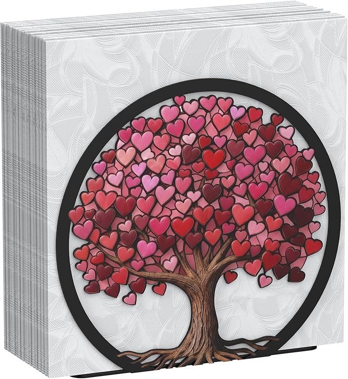 Uniclife Metal Napkin Holder for Table, Standing Napkin Dispenser for Cocktail, Luncheon & Guest Napkins, Tree of Love Napkin Stand, Upright Paper Napkin Holder for Kitchen Dining Table Coffee Bar