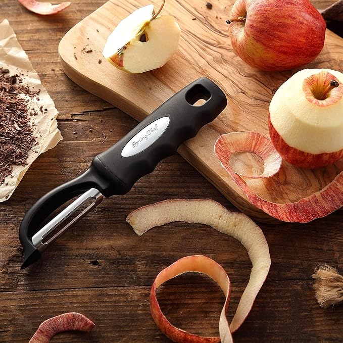 Premium Swivel Vegetable Peeler, Soft Grip Handle and Ultra Sharp Stainless Steel Blades - Perfect Kitchen Peeler For Veggie, Fruit, Potato, Carrot, Apple - Pink Lemonade (Black)