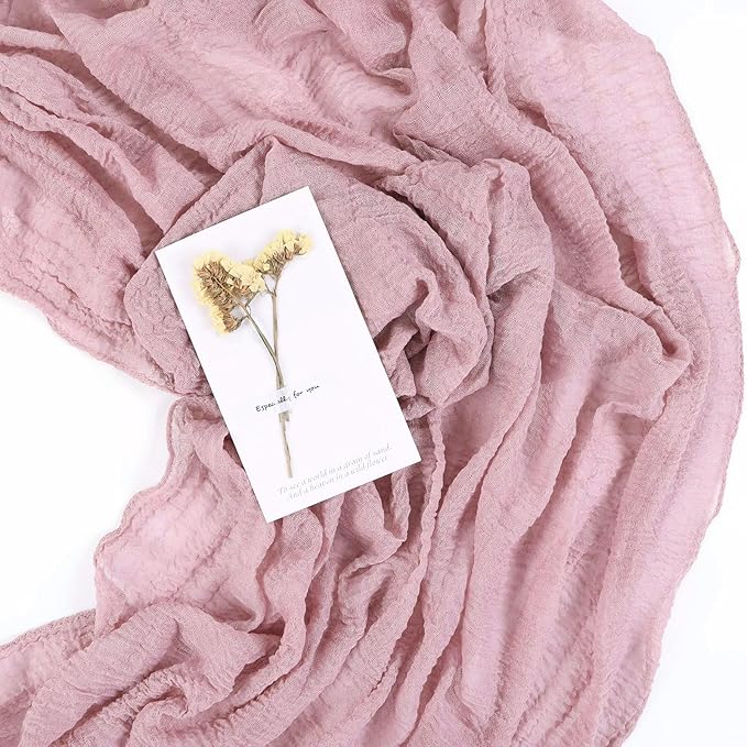 13ft Dusty Pink Cheesecloth Table Runner 35x157 Inches Boho Gauze Cheese Cloth Table Runner for Wedding Baby Bridal Shower Party Decorations