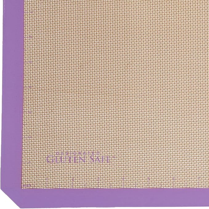 Mercer Culinary Silicone Bake Mat, Full Size, 16.5-Inch x 24.5-Inch, Purple border