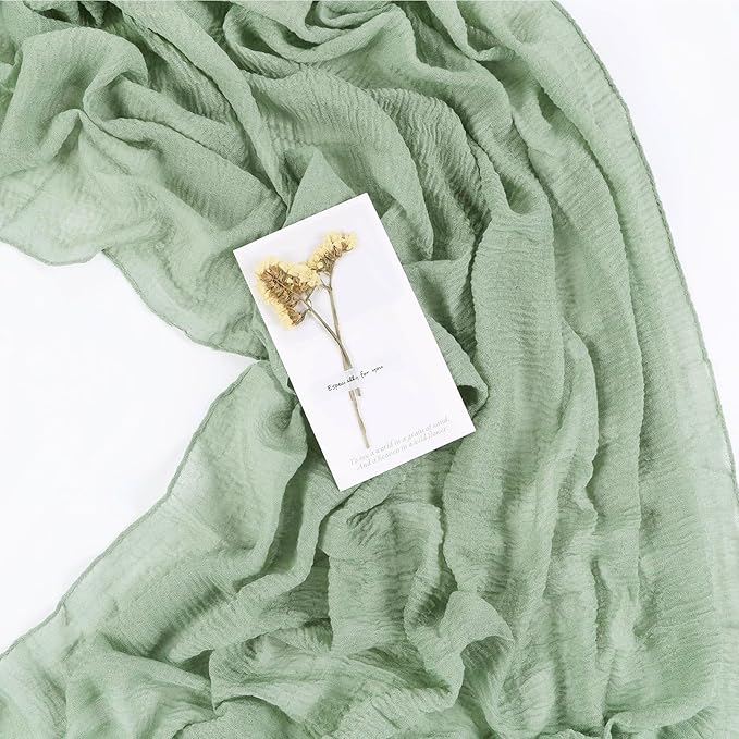 Sage Green Cheesecloth Table Runner 10ft Boho Gauze Table Runner for Baby Shower 32x120 Inches Rustic Cheese Cloth for Wedding Shower Valentines Party Summer Home Decorations