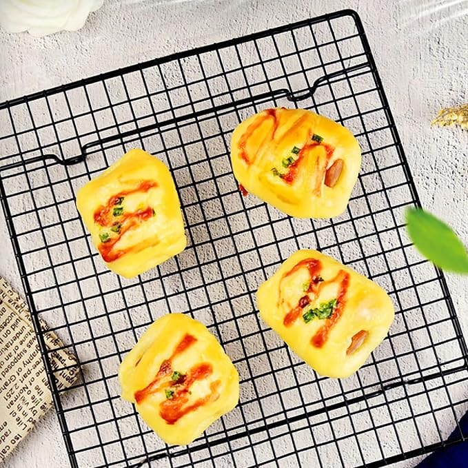 2pcs Nonstick Stainless Steel Cooling Rack Baking Rack Cake Cooler Pastry Roasting Grid Tray for Baking and Cooking
