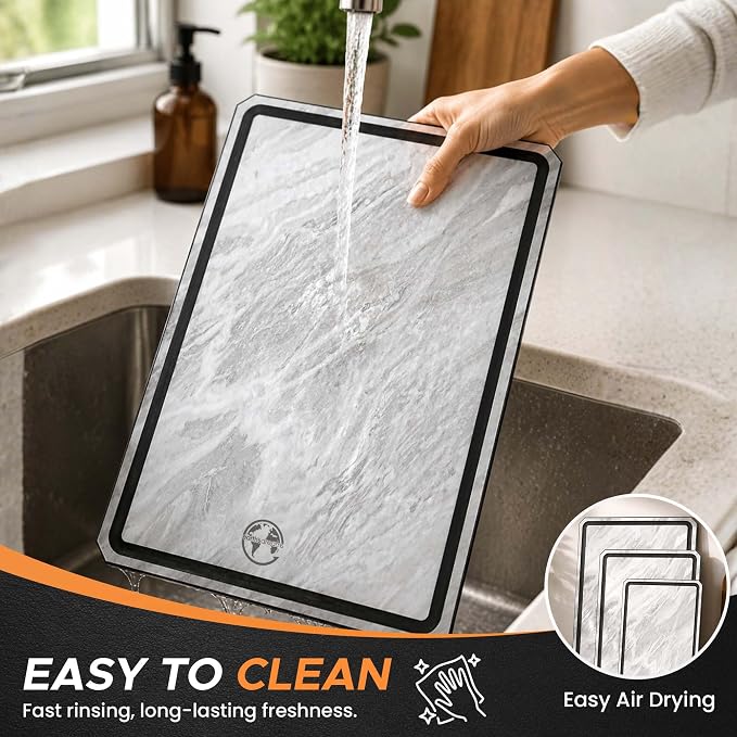 Earth's Dreams Composite Wood Cutting Board Set of 3 – Dishwasher Safe Kitchen Cutting Boards with Marble Stone Look – Large, Medium & Small Chopping & Charcuterie Boards