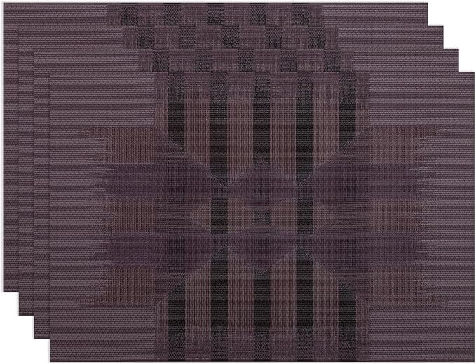 Winknowl Placemats Set of 4, Heat Resistant Stain Resistant Woven Vinyl Insulation Place mats, Durable Washable Elegant Table Mats for Kitchen Dining Table Decor (Geometric Purple)