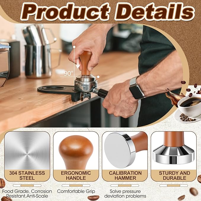 7 Pcs Espresso Accessories Kit, 58 mm Coffee Tamper Set Espresso Machine Accessories Coffee Tamper Wdt Tool Dosing Funnel Puck Screen Brush Tamping Station for 58 mm Barista Tools
