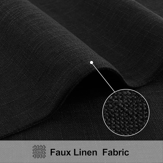 homing Faux Cotton Linen Placemats Set of 8, Cloth Washable Farmhouse Dining Table Mats for Indoors & Outdoors, Easy to Clean, Black, 13 x 19 Inch